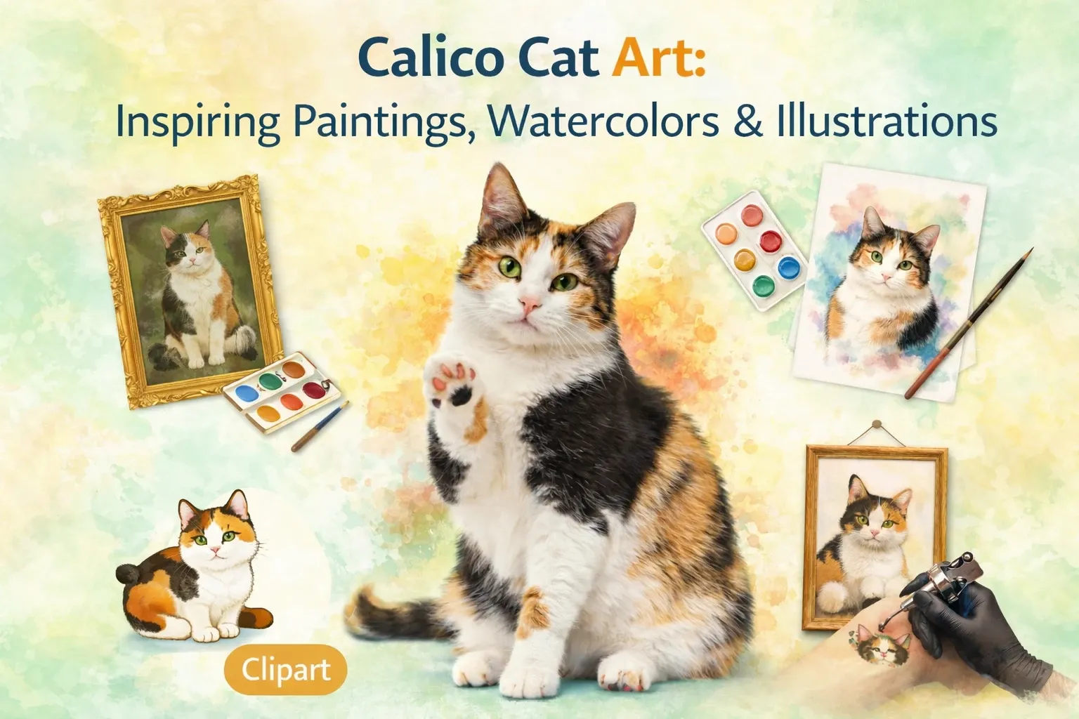 Calico Cat Art Inspiring Paintings, Watercolors & Illustrations