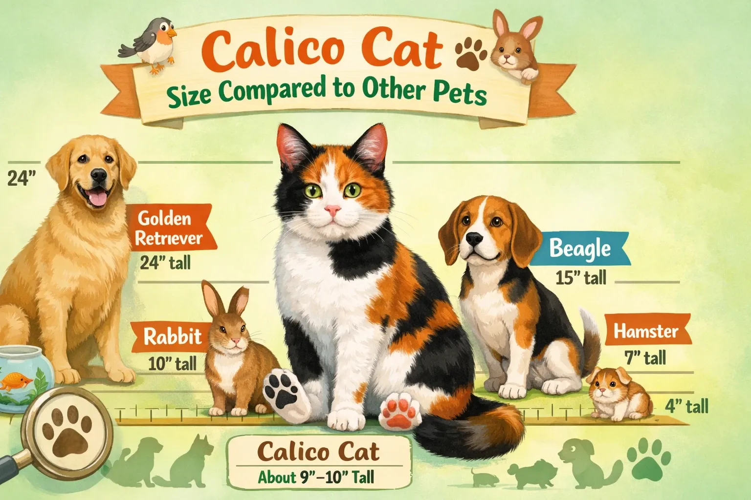 Calico Cat Size Compared to Other Pets
