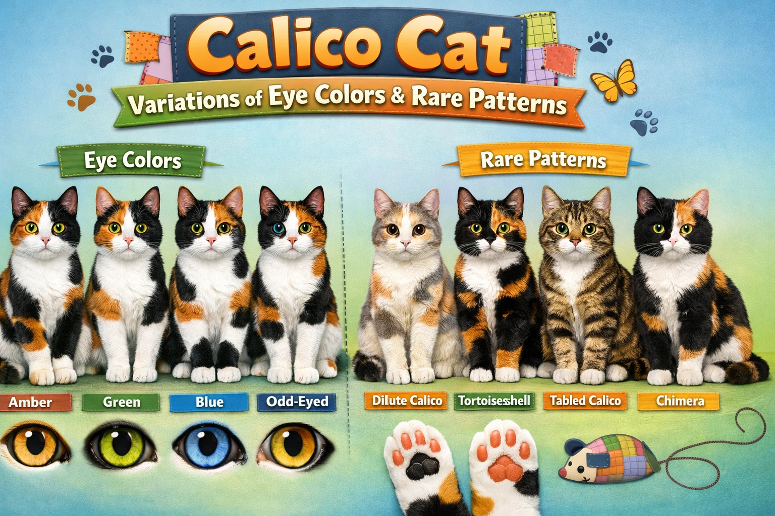 Calico Cat Variations of Eye Colors & Rare Patterns