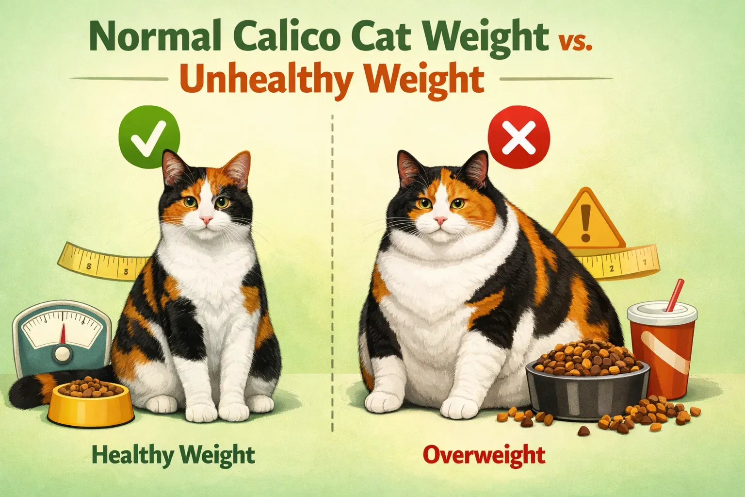 Normal Calico Cat Weight vs. Unhealthy Weight